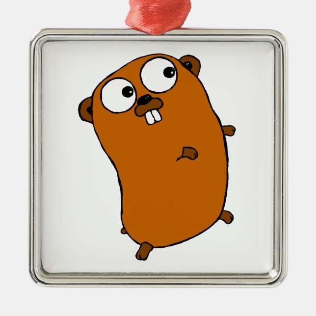 cute customisable gopher metal ornament (Front)