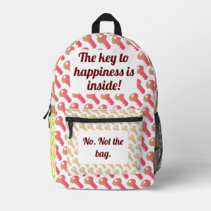 Cute Customisable Key to Happiness Printed Backpack