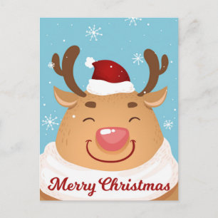 Cute Customisable Merry Christmas Reindeer Card