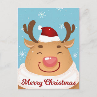 Cute Customisable Merry Christmas Reindeer Card
