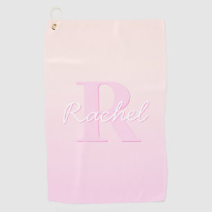 Cute Customisable Monogram Peach & Pink Ombre Golf Towel