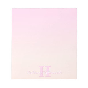 Cute Customisable Monogram   Peach & Pink Ombre Notepad