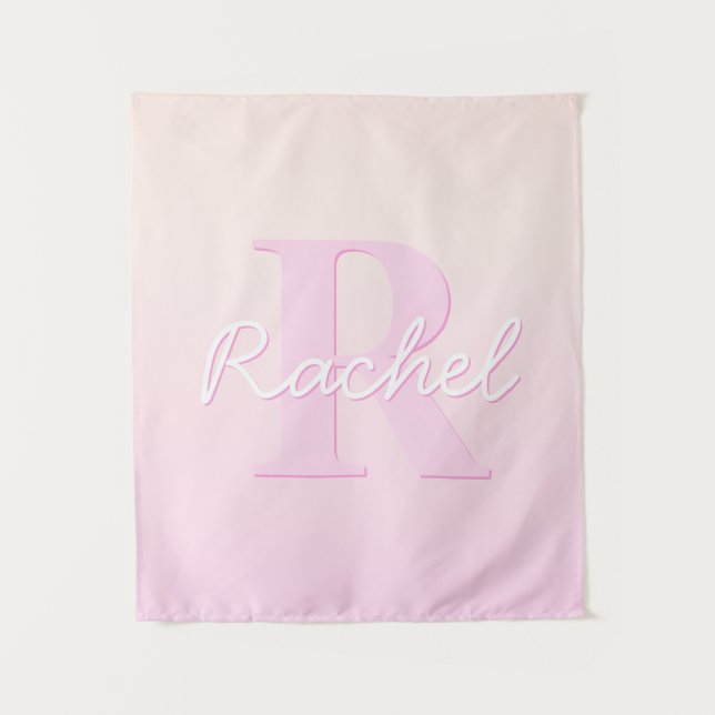 Cute Customisable Monogram | Peach & Pink Ombre Tapestry (Front)