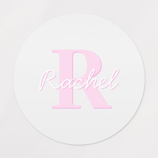 Cute Customisable Monogram | Pink Ombre & Grey (Design 1)