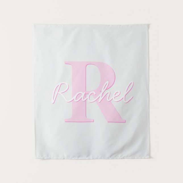 Cute Customisable Monogram | Pink Ombre & Grey Tapestry (Front)