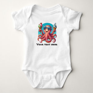 Cute customisable octopus ice cream baby bodysuit