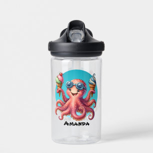 Cute customisable octopus ice cream  water bottle