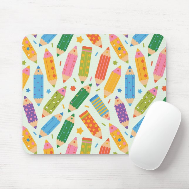 Cute Customisable Pencil Print Mouse Pad (With Mouse)