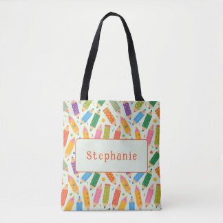 Cute Customisable Pencil Print Tote Bag