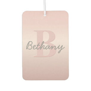 Cute Customisable Pink Monogram & Your Name Script Car Air Freshener