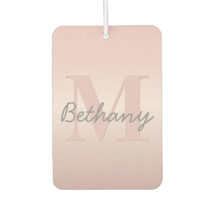 Cute Customisable Pink Monogram & Your Name Script Car Air Freshener