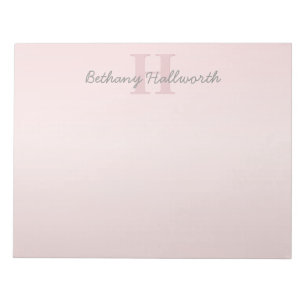 Cute Customisable Pink Monogram & Your Name Script Notepad