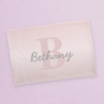 Cute Customisable Pink Monogram & Your Name Script Pillowcase