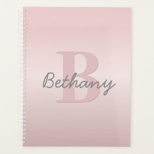 Cute Customisable Pink Monogram & Your Name Script Planner