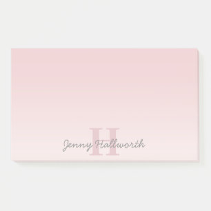 Cute Customisable Pink Monogram & Your Name Script Post-it Notes