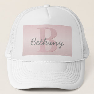 Cute Customisable Pink Monogram & Your Name Script Trucker Hat
