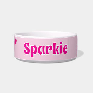 Cute Customisable Pink Playful Dog Cat Pet  Bowl