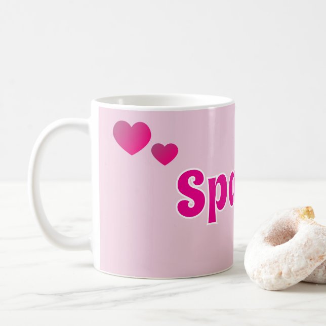 Cute Customisable Pink Playful Dog Cat Pet  Coffee Mug (With Donut)