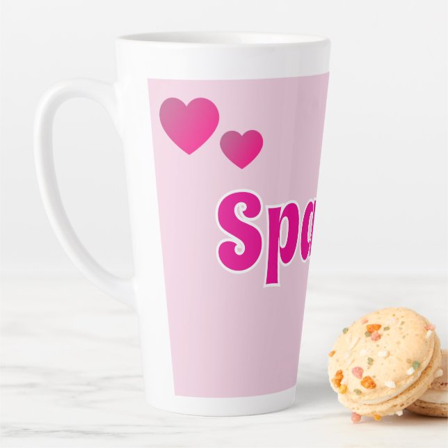 Cute Customisable Pink Playful Dog Cat Pet  Latte Mug (In Situ)