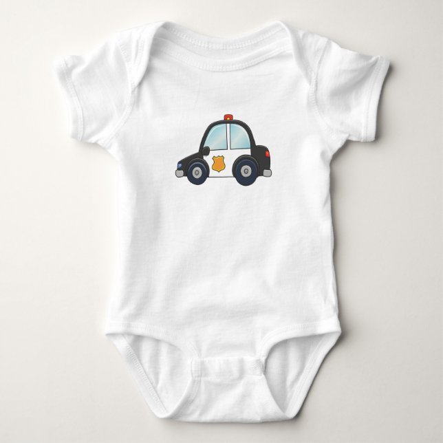 Cute Customisable Police Car Baby Bodysuit (Front)