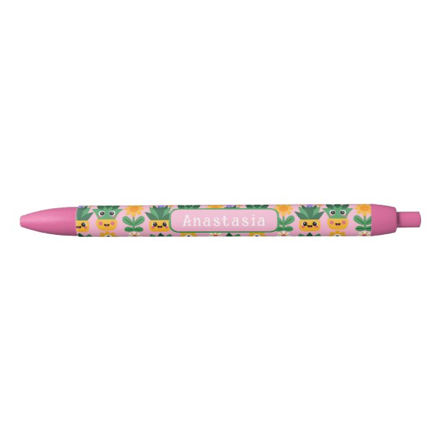 Cute Customisable Pot Plant Print Black Ink Pen (Front)