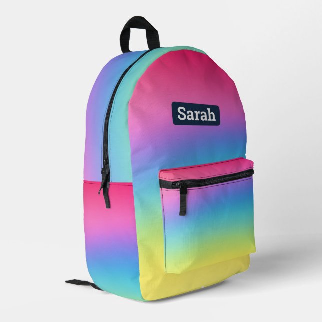Cute customisable rainbow girl backpack (Back Corner Left)