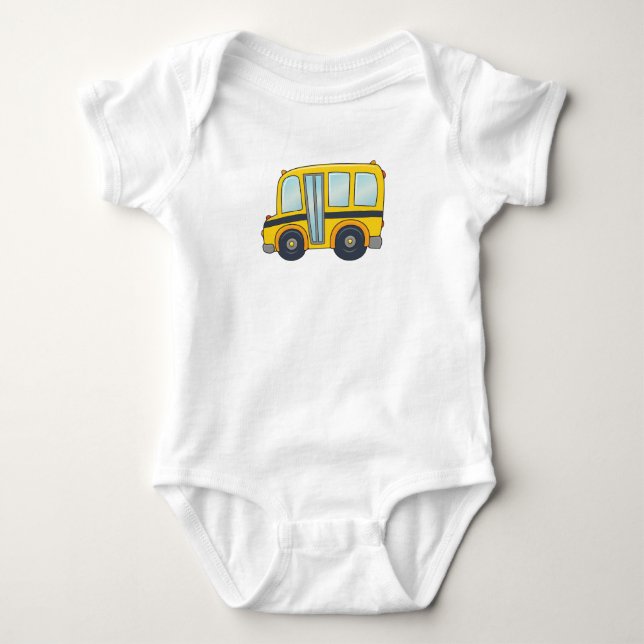 Cute Customisable School Bus Baby Bodysuit (Front)