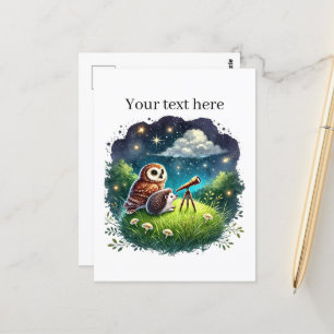 Cute customisable star gazing animals postcard