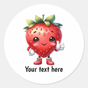 Cute customisable strawberry fruit  classic round sticker