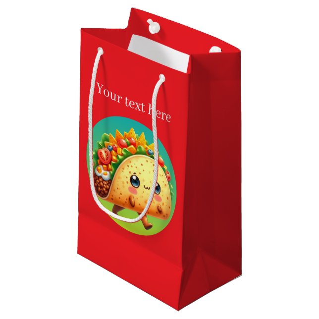 Cute customisable taco party small gift bag (Front Angled)