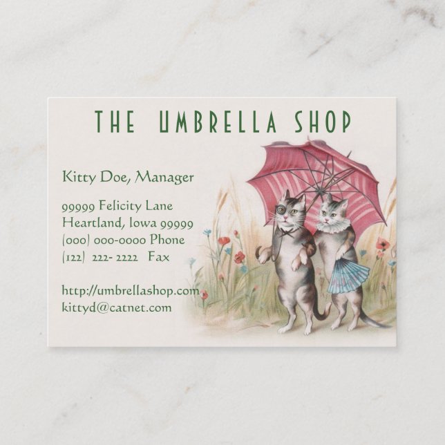 Cute Customisable Vintage Art Card - Romantic Cats (Back)