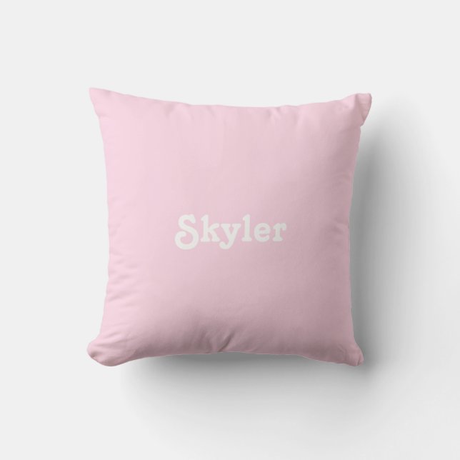 "cute" customise name text light pink white cushion (Front)