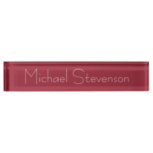Cute Customise Text Modern Red Business Nameplate