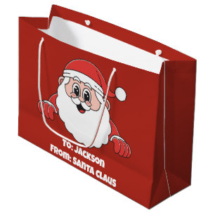 Cute Customised From Santa Claus Red Large Gift Bag