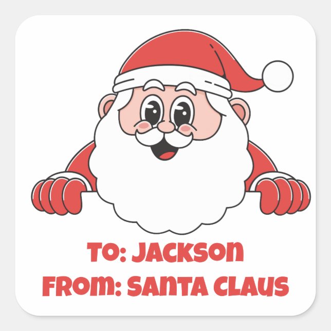 Cute Customised From Santa Claus Square Sticker (Front)