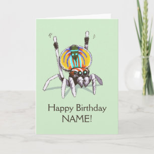Cute Customised Peacock Spider Happy Birthday Card