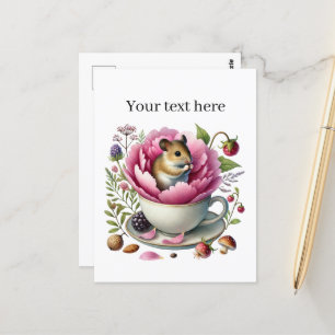 Cute customizable animal lovers teacup mouse  postcard