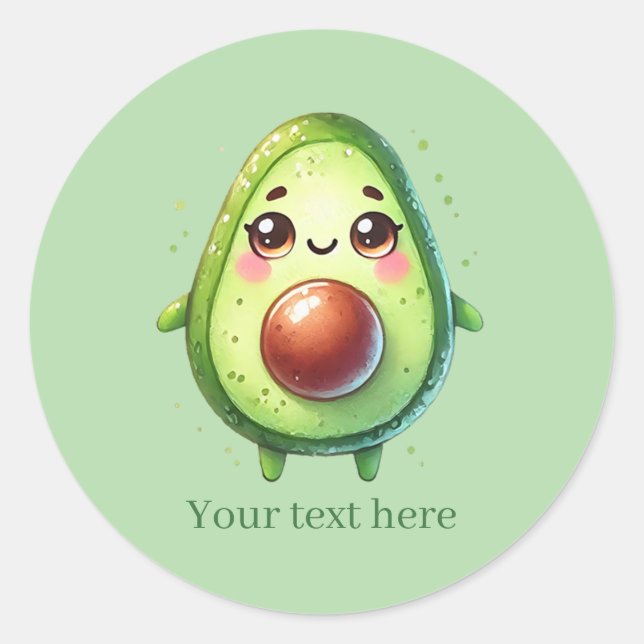Cute customizable business Avocado  Classic Round Sticker (Front)