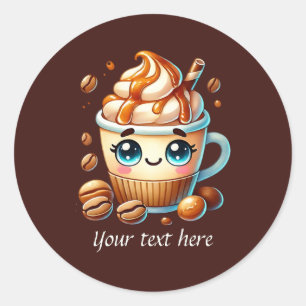 Cute customizable business Coffee Classic Round Sticker