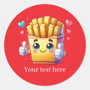 Cute customizable business French fries Classic Round Sticker