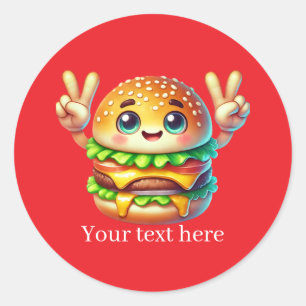 Cute customizable business hamburger classic round sticker