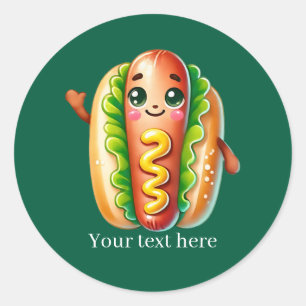 Cute customizable business hotdog classic round sticker