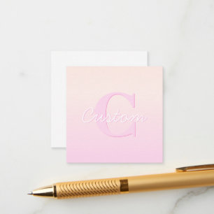 Cute Customizable Monogram   Peach & Pink Ombre Enclosure Card