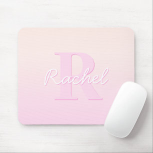 Cute Customizable Monogram   Peach & Pink Ombre Mouse Pad