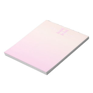 Cute Customizable Monogram   Peach & Pink Ombre Notepad