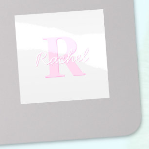 Cute Customizable Monogram   Pink Ombre & Gray