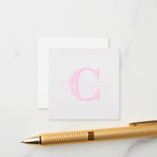 Cute Customizable Monogram   Pink Ombre & Gray Enclosure Card