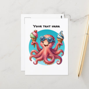 Cute customizable octopus ice cream  postcard