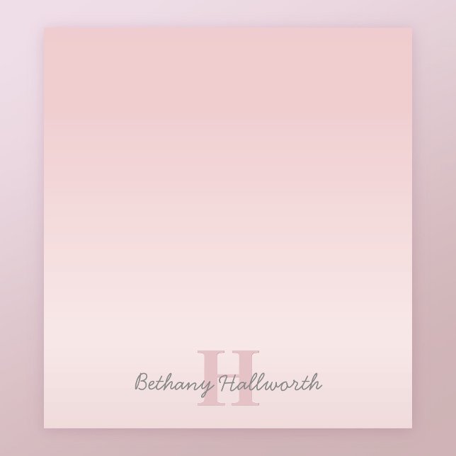 Cute Customizable Pink Monogram & Your Name Script Notepad (Creator Uploaded)
