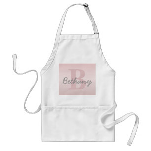 Cute Customizable Pink Monogram & Your Name Script Standard Apron